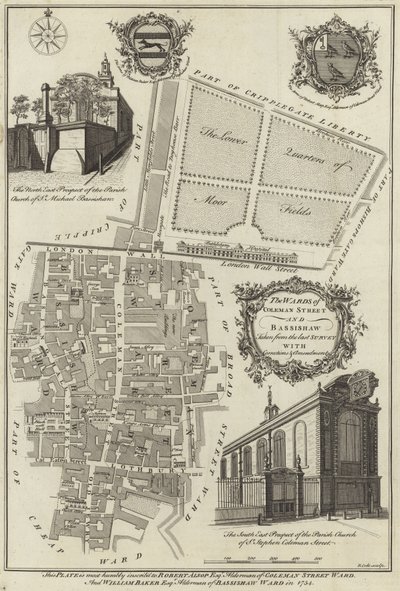 Map of the Wards of Coleman Street and Bassishaw, London by English School