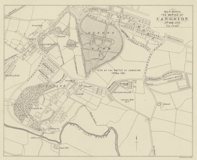 Map to illustrate The Battle of Langside by English School