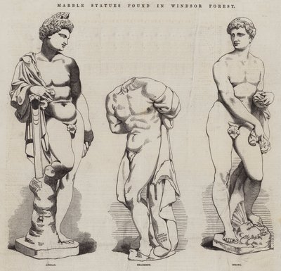 Marble Statues found in Windsor Forest (engraving) by English School