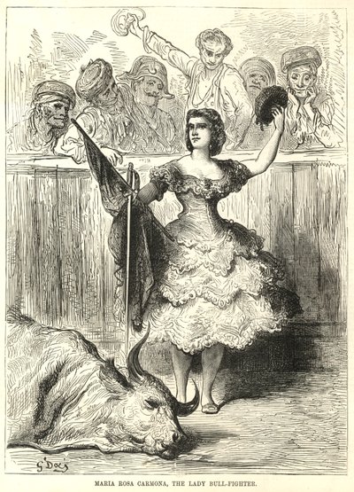 Maria Rosa Carmona, the lady bull-fighter by English School