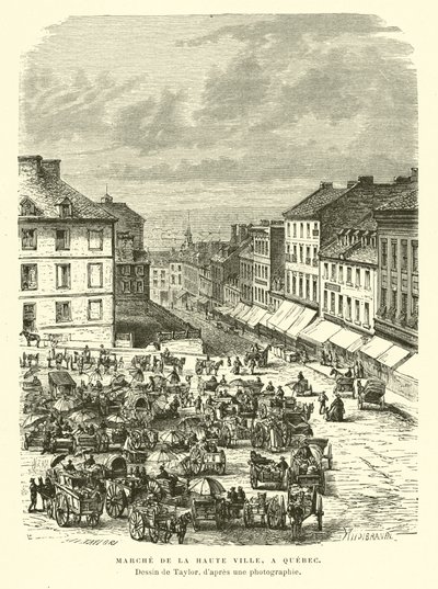 Market of the Upper Town, Quebec City, Canada by English School