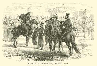 Market on Horseback, Central Asia by English School