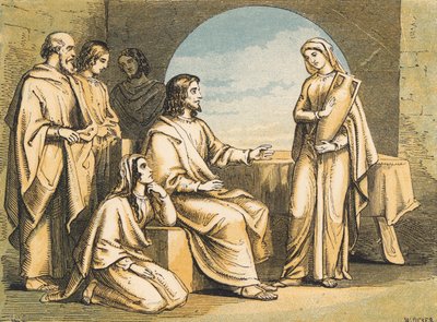 Mary at the Feet of Jesus by English School