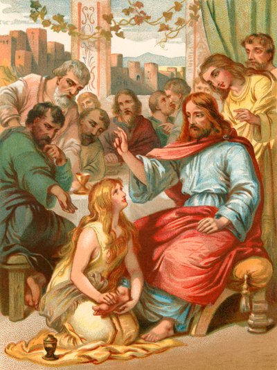 Mary Washes the Feet of Jesus by English School