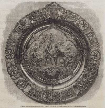 Masonic Shield presented to General Ramsay, Provincial Grand Master of Bengal by English School