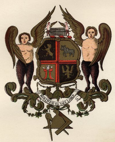 Masonic arms, after a painted panel in the possession of W.H.Y. Rylands, from The History of Freemasonry, volume II, published by Thomas C. Jack, London, 1883 by English School