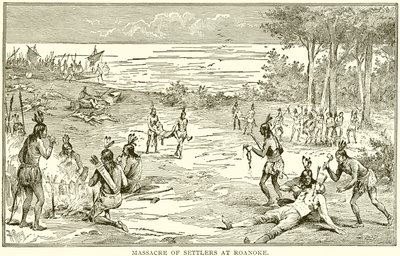 Massacre of Settlers at Roanoke by English School