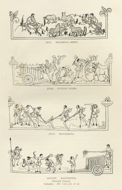 May, June, July and August, from The Julius Calendar and Hymnal, illustration from History of the English People by English School