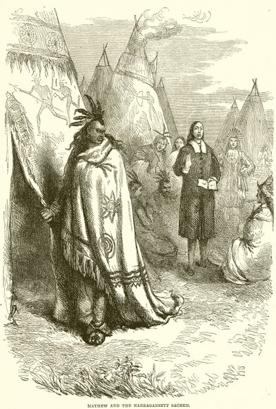 Mayhew and the Narragansett Sachem by English School