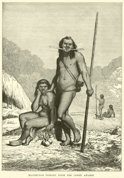 Mayorunas Indians, from the Upper Amazon by English School