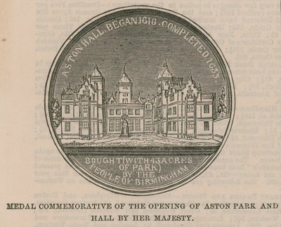 Medal Commemorative of the Opening of Aston Park and Hall by Her Majesty by English School