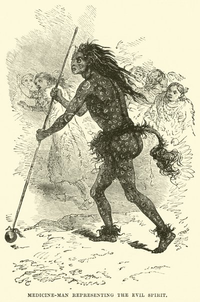 Medicine-man representing the evil spirit by English School
