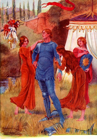 Medieval Knight, Morning Star Being Readied for Battle by English School