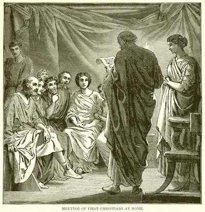 Meeting of First Christians at Rome by English School
