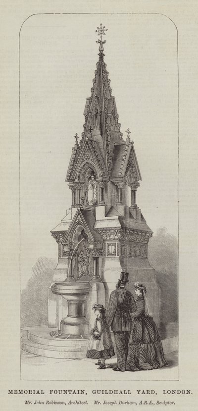 Memorial Fountain, Guildhall Yard, London, Mr John Robinson, Architect, Mr Joseph Durham, ARA, Sculptor by English School