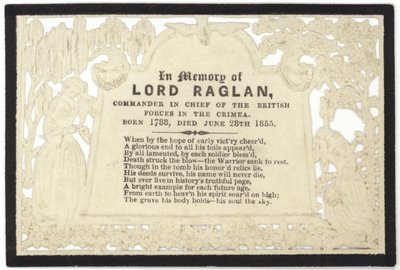 Memorial Card in Memory of Lord Raglan by English School