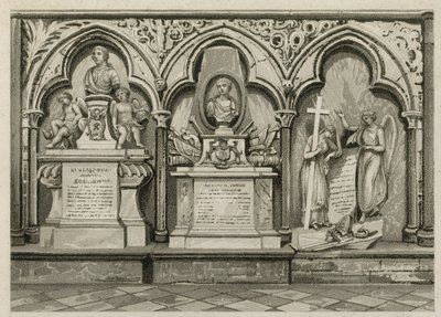 Memorials and statues in Westminster Abbey, London by English School