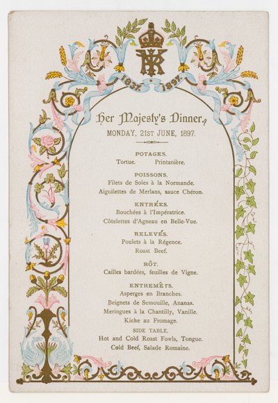 Menu for Queen Victoria