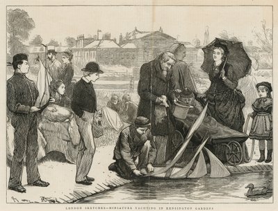 Miniature yachting in Kensington Gardens, London by English School