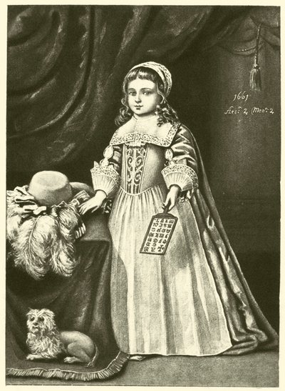 Miss Campion, holding a Horn Book (engraving) by English School