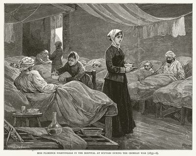 Miss Florence Nightingale in the Hospital at Scutari during the Crimean War (1855-6) by English School