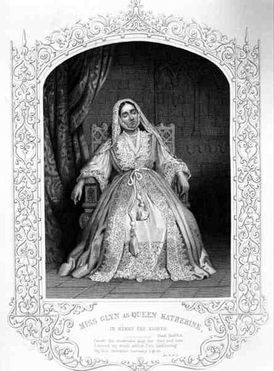 Miss Glyn as Queen Katherine, Act IV Scene 2, in Henry VIII or All is True, by William Shakespeare by English School
