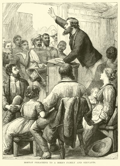 Moffat Preaching to a Boers Family and Servants by English School