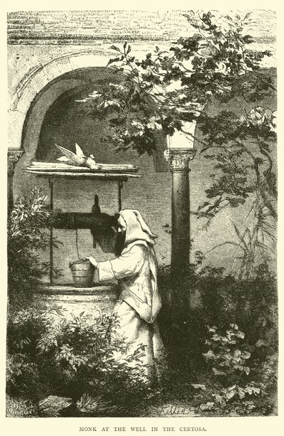 Monk at the Well in the Certosa by English School