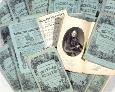 Monthly Issues of The Life and Adventures of Nicholas Nickleby by Charles Dickens, published in 1839 by English School