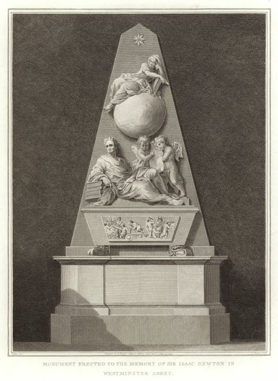 Monument Erected to the Memory of Sir Isaac Newton in Westminster Abbey by English School