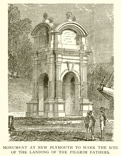 Monument at New Plymouth to Mark the Site of the landing of the Pilgrim Fathers by English School