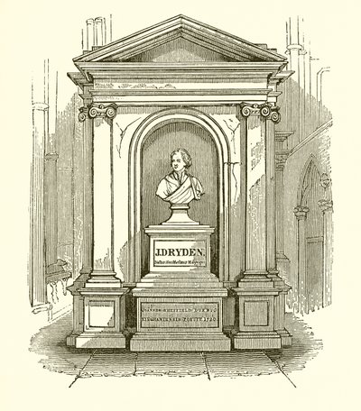 Monument of Dryden in Westminster Abbey by English School