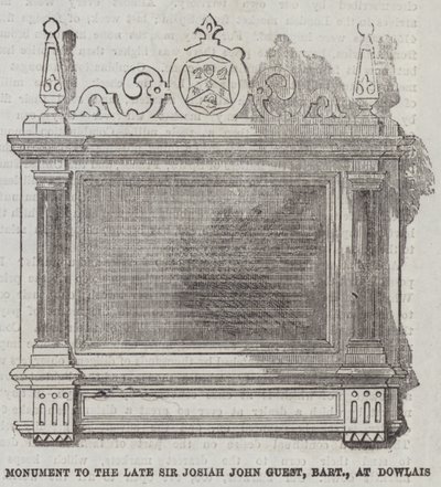 Monument to the late Sir Josiah John Guest, Baronet, at Dowlais by English School