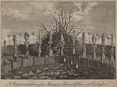 Morai, or burial place, Hawaii by English School