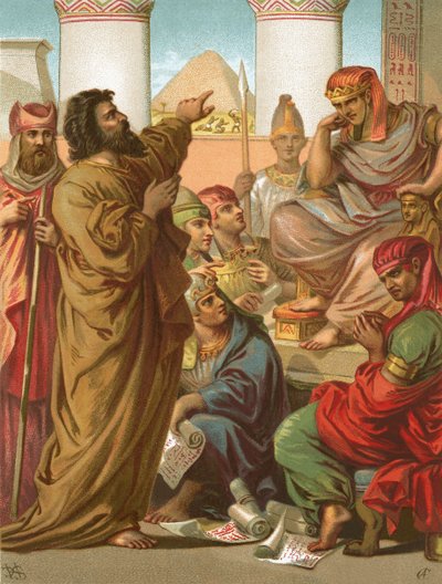 Moses and Aaron before Pharaoh by English School