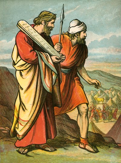Moses and Joshua Seeing the Golden Calf by English School