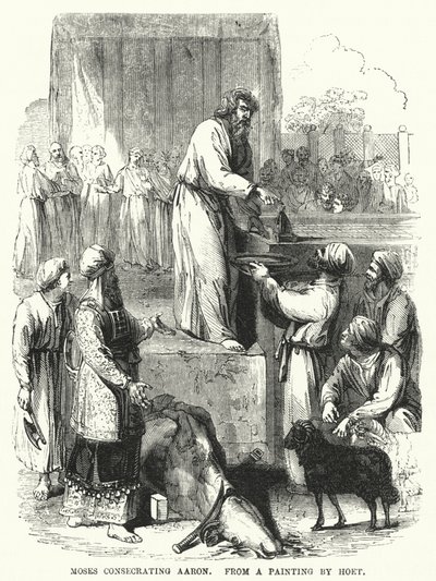 Moses consecrating Aaron, from a painting by Hoet by English School