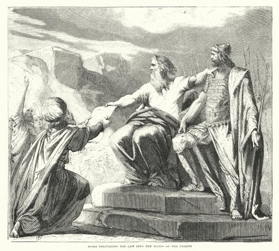 Moses Delivering the Law into the Hands of the Priests by English School