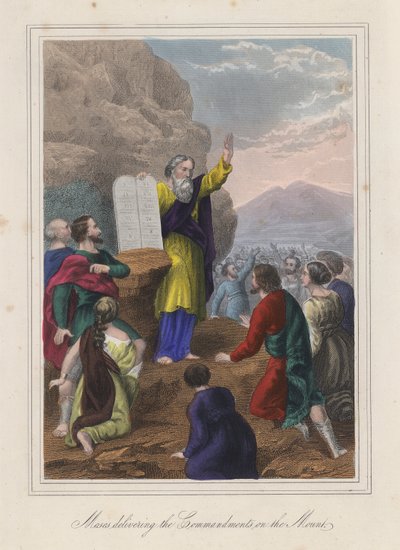 Moses Delivering the Ten Commandments by English School