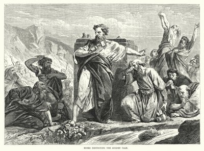 Moses Destroying the Golden Calf by English School