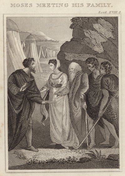 Moses meeting his Family by English School