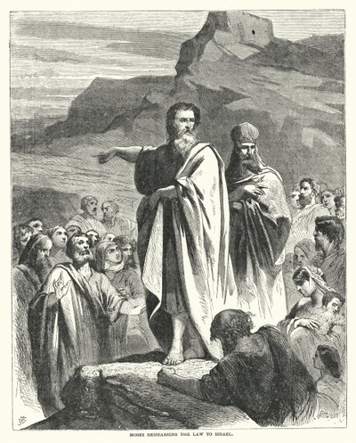 Moses Rehearsing the Law to Israel by English School