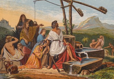 Moses Saving the Daughters of Jethro by English School