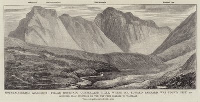 Mountaineering Accidents, Pillar Mountain, Cumberland Hills, where Mr Edward Barnard was found by English School