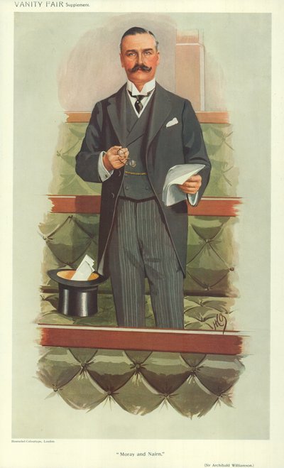 Mr. Archibald Williamson, Moray and Nairn, 16 December 1909, Vanity Fair Cartoon by English School