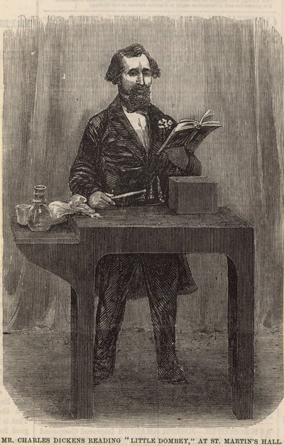 Mr Charles Dickens Reading Little Dombey at St Martins Hall by English School