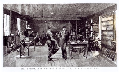 Mr Edison, The Eminent Electrician, In his Laboratory by English School