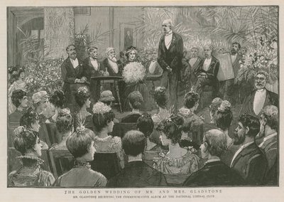 Mr Gladstone Receiving the Commemorative Album at the National Liberal Club by English School