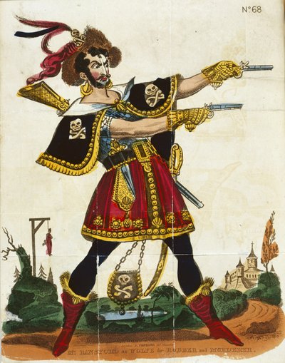 Mr Ransford as Wolfe the robber and murderer, frontispiece from The Wonderful life of Wolfe, published by Fairburn, London, c.1830 by English School