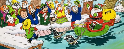 Mr Toad on a sleigh at Christmas by English School